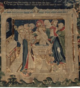 Historia om Saint Piat och Saint Eleuthère, Scen 13: Dopet av Blanda av Unknown artist