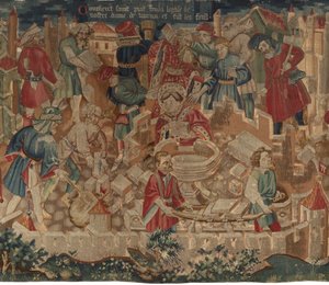 Historia om Saint Piat och Saint Eleuthère, Scen 5: Hur helgonet Piat grundade Vår Fru-kyrkan och gjorde dopfuntarna av Unknown artist