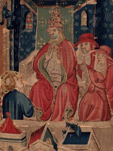 Historia om Saint Piat och Saint Eleuthère, scen 9 Saint-Éleuthère bekräftas som biskopen av Tournai (Au boin saint l