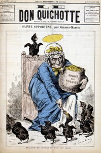 Heliga tillfällen och kulternas budget: till de små kråkorna ger hon deras bestånd - i "" Le Don Quijote""" av 1882-11-24 av Unknown artist