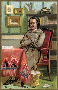 Honoré de Balzac (1799 - 1850) på sitt kontor. 1800-talets kromolitografi. av Unknown artist
