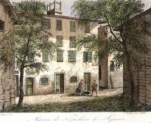 Napoleons hus i Ajaccio - Färgstick 1800-tal av Unknown artist