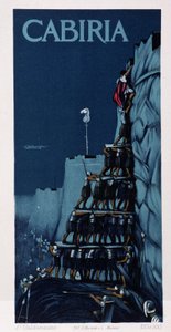 Mänskligt torn, affisch för "Cabiria", film av Giovanni Pastrone, aka Piero Fosco av Unknown artist