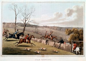 Jakt i England. 1800-tals litografi. Paris, B.N. av Unknown artist