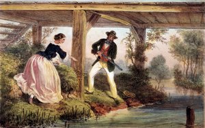 Jagar gädda i England. 1800-talsgravyr. Gien, jaktmuseum av Unknown artist
