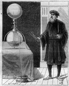 Hydraulisk uppfinning: Hydraulisk-pneumatisk maskin (pneumatic hydraulico). Gravyr i "" La Nature"" av Unknown artist