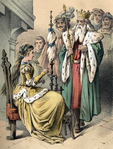 Illustration av Franz Hoffmanns berättelser "Tales et Fables - Weifshændchen und Breitf¿fschen" ". Kromolitografi av 1800-talet. av Unknown artist