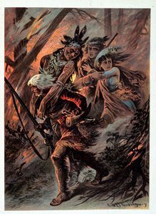 Illustration av "" läderstrumpor" av F. Cooper av Unknown artist