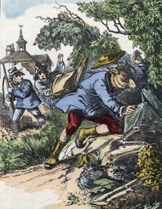 Illustration av berättelsen "God mamma får"". I "" Sagor från hemmet för de minsta"". Anonym gravyr från 1800-talet. av Unknown artist