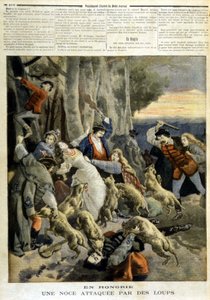 I Ungern: ett bröllop attackerat av vargar - i "" Le Petit Journal"" av 1894-12-23 av Unknown artist