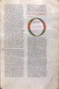 Incipit Habakkuk Propha. Incipit till profeten Habakuks bok, 1000-talet (miniatyr, membranhandskrift) av Unknown artist