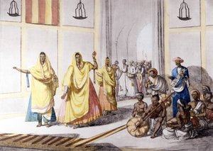 Indisk kultur och civilisation: dansare och traditionell musik, Indien. av Unknown artist