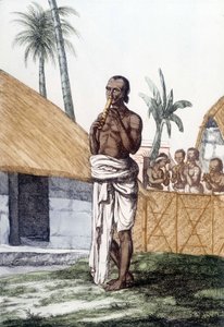 Indisk kultur och civilisation: musiker som spelar bansuri-flöjt, traditionellt musikinstrument, Indien. Gravyr 1808. av Unknown artist