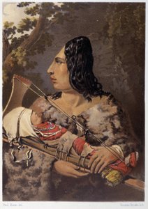 Indisk kvinna och hennes baby - i "" Wandering of an artist among the indians of north america"" av Paul Kane, Longmans & Roberts, London av Unknown artist