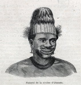 Ursprungsbefolkningen i Nya Guinea (Nya Guinea): naturligt i Utamatefloden. Gravyr i "The Illustrous Universe" av Unknown artist