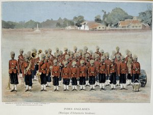 Engelska Indiens infanteriband - gravyr, sent 1800-tal. av Unknown artist