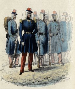 Infanteri av den franska armén 1830 i Algeriet, officer, underofficerare och soldater, In "" L