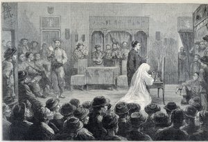 Inuti en kinesisk teater i Kalifornien, mot slutet av 1800-talet. av Unknown artist