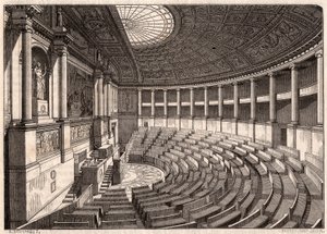 Inifrån deputeradekammaren (nationalförsamlingen), tidigare kallad Palais Bourbon, Paris, Frankrike av Unknown