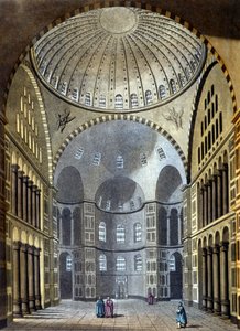 Interiör av Hagia Sophia-moskén i Konstantinopel - i "Den gamla och moderna kostymen"" av Ferrario, red. Milano av Unknown artist