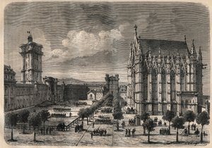 Interior view of the castle of Vincennes in the 19th century - engraving of 1875 av Unknown artist