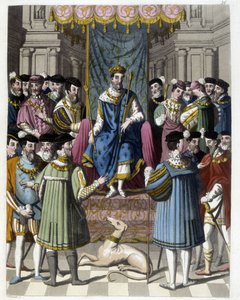 Intervju med Francois 1st (1494 - 1547) och Henry VIII (1491 - 1547) av England. Gravyr av 1800-talet. av Unknown artist