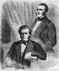 Isaac och Jacob Emile Pereire, franska affärsmän, grundare av Société de Crédit Mobilier (1852). av Unknown artist