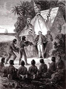 James Cook med Island Sandwich-infödingar av Unknown artist
