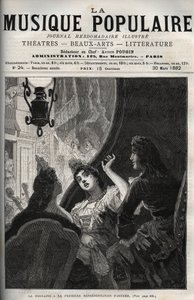 Jean de La Fontaine (Lafontaine) vid uruppförandet av operan "" Astree"" av Pascal Collasse (Colasse) (1649-1709) - gravyr i den berömda veckotidningen "La musique populaire" - 1882 av Unknown artist