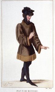 Jean de Montfort (1293-1345). Genom att hävda sina rättigheter förklarade han Bretagnes tronföljdskriget. Gravyr från 1830. av Unknown artist