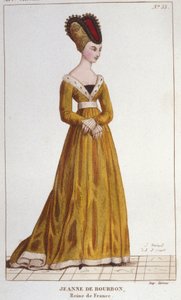 Jeanne de Bourbon (1338-1378). Drottning av Frankrike från 1364 till 1378. Gravyr från 1830 av Unknown artist