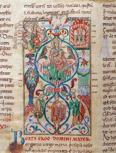 Jesse-trädet omger oskuldssymboler Jungfrun är designad av namnet bysantin från Theotokos. Miniatyr hämtad från "Lectiaire de Citeaux"" 1100-talets Dijon, kommunala biblioteket av Unknown artist