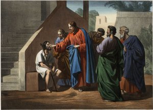 Jesus krigare mannen född blind. Anonym gravyr från mitten av 1800-talet. av Unknown artist