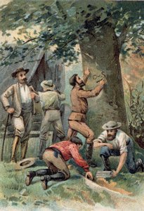 John McDouall (Mc Douall) Stuart (1815-1866): Skotsk upptäcktsresande, efter att ha korsat Australien 1862, markerar platsen på ett träd som hans sista utväg. av Unknown artist