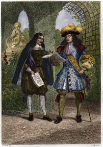 Johannes Döparen (Jean-Baptiste) Colbert (1619-1683) med Ludvig XIV, kung av Frankrike och Navarra (1638-1715). Gravyr av 1800-talet. Privat samling. av Unknown artist