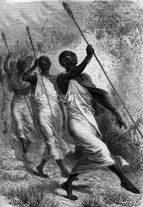 Kabba Righe (Kabba-Righe), kung av Ounyoro (i Afrika), och hans uppföljare. Gravyr i "" The Journal of Youth "" av Unknown artist