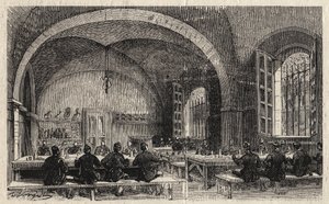 Ecole Polytechnique i Paris 1873 - Matsalen - Gravyr från 1873 i "Le monde illustrious"" av Unknown artist