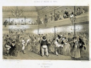 La Courtille: folkbal - 1800-talet av Unknown artist