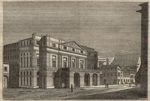 La Scala i Milano - Utsikt över teatern La Scala i Milano, Italien - (Teatro alla Scala Milan) - 1837 av Unknown artist