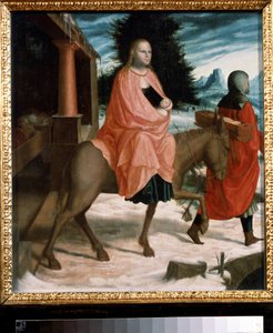 ""Flytten till Egypten"" (Flytten till Egypten) Målning av oidentifierad konstnär från 1400-talet. Pushkin-museet, Moskva av Unknown artist