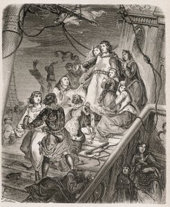 La galère de Saint Louis - i "" Historien om påvar, kungar, drottningar, kejsare, genom århundradena"" av Maurice Lachatre 1857 av Unknown artist