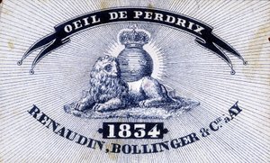 Etikett ""Eye of Partridge - Renaudin, Bollinger & Cie à AY - 1834"". av Unknown artist