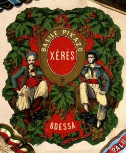 Etikett för "" Basile Pikazo - Jerez - Odessa", sd. 1800-talet. av Unknown artist