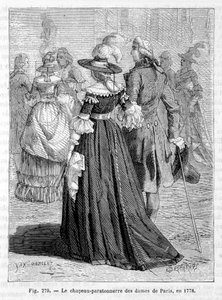 Ladies of Paris blixtstångshatt 1778 - gravyr av Unknown artist