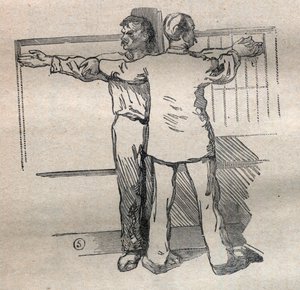Rättslig antropometri eller bertillonnage, metod av Alphonse Bertillon (1853-1914): mätning av stor stor kaliber av vapen - Gravyr i "La Science francaise" av Unknown artist