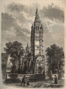 Ogival konst i sin nedgång - Notre-dame de Roscoff en bretagne - gravyr av 1800-talets din av Unknown artist