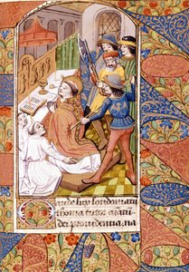 Mordet på Saint Thomas Becket (1118 - 1170), engelsk prelat och politiker. Miniatyr från 1300-talet. Victoria & Albert Library, London. av Unknown artist