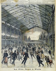 Nordpolen i Paris: Parisare åker skridskor - i "" Le Petite Journal", nov. 1892 av Unknown artist