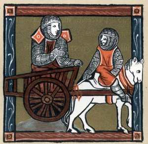 Legend Arthurienne: Lancelot du lac dans la charrette. I "History of French Literature" av Hermann Suchier av Unknown artist