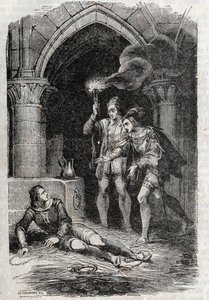 Leon (Lejonet) Delivre Roger (Ruggero, Ruggiero) - Gravyr från 1851 från "" Roland Furieux"" (1500-talet) av Ludovico Ariosto, känd som Ariosta - Upplaga översatt från italienska av greven av Tressan och utgiven av Gustave Harvar av Unknown artist